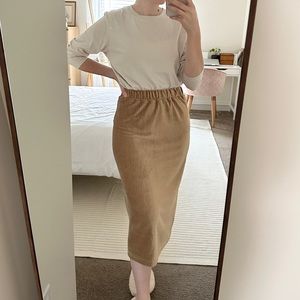 velvet midi skirt